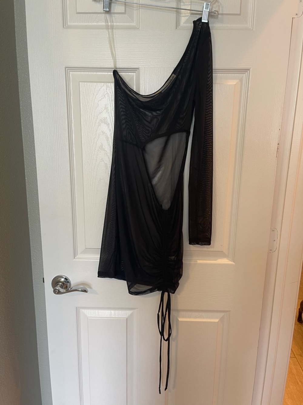 12th Tribe Tessa Black Mesh Mini Dress MEDIUM